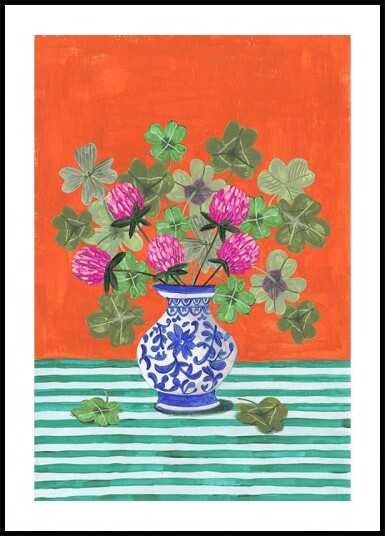 Clovers and Pink Blossoms Plakat Plakat / 40x50cm
