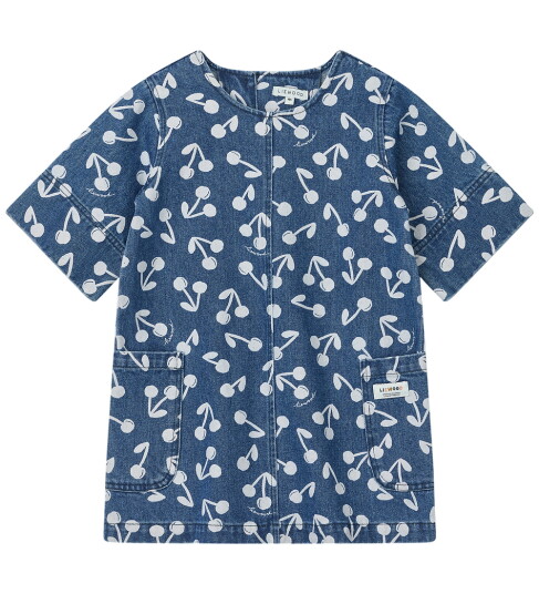 LIEWOOD Cherry Blossom / Medium Blue Denim Angelica Ss Printed Denim Kjole 122