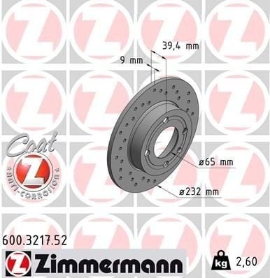 ZIMMERMANN 600.3217.52 Bremseskive