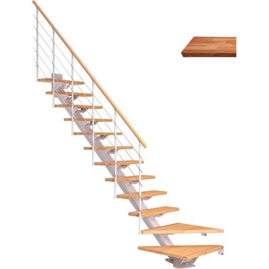 Dolle Sydney L trapp Hvit 9016 style 6 oljeret Eik 75 12 Loddret Høyde 240 292cm