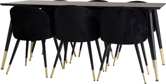 Venture Home   Spisegruppe Doris bord og 6 stk Valleta stoler   Svart