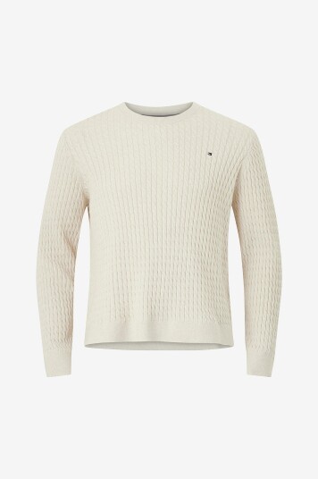 Tommy Hilfiger Curve - Genser Crv CO Cable C-nk LS Sweater - Hvit Tommy Hilfiger Curve - Genser Crv CO Cable C-nk LS Sweater - Hvit