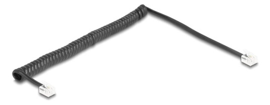 Delock   Telefonkabel   Rj 11 Hann Til Rj 11 Hann   2 M   4.8 Mm   Rullet Sammen Gullbelagte Kontakter   Svart