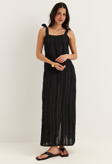 Bubbleroom Tie Midi Frill Dress