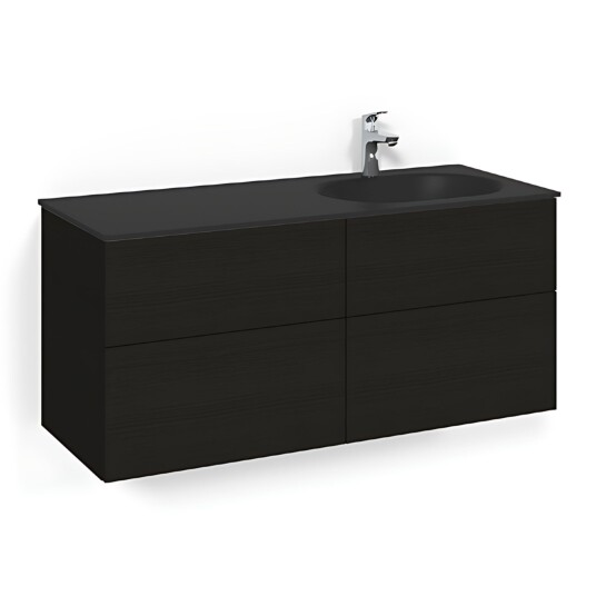 Macro Design Crown Servantskap 4-skuff - med Høyre Glasservant 120cm Svart eik / Plain/push-open Glass Edge Macro Design Crown Servantskap 4-skuff - med Høyre Glasservant 120cm Svart eik / Plain/push-open Glass Edge