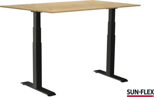 Sun-Flex Easydesk Adapt Vi, Traffic Black, Bjørk Finer, 120*80