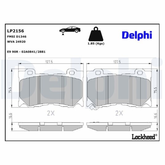 Bremseklosser DELPHI LP2156 Bremseklosser DELPHI LP2156