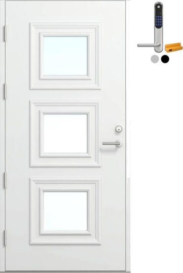 Ytterdør Bygg1 Fjord 09 Klarglass Hvit med Yale Doorman Classic Home Ytterdør Bygg1 Fjord 09 Klarglass Hvit med Yale Doorman Classic Home
