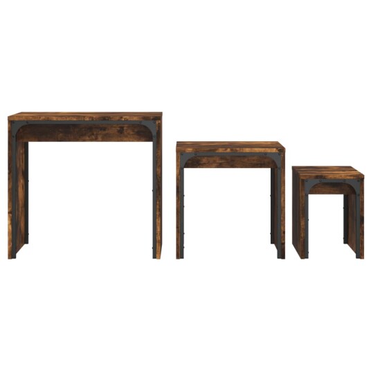 Stablebare salongbord 3 stk røkt eik konstruert tre 8721012196063