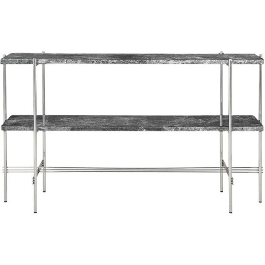 Gubi TS Console Sidebord 120x30x72 cm Polert Stål / Grå Emperadormarmor
