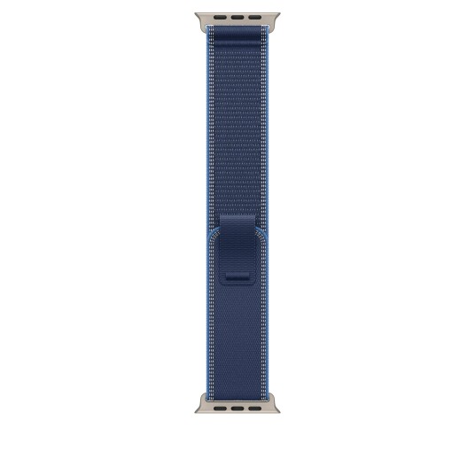 Apple 49/46 mm Blue/Bright Blue Trail Loop – M/L   Natural Titanium Finish