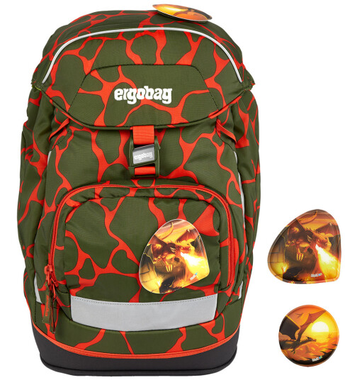 Ergobag Skolesekk Prime Fire DragonBear OneSize Skolesekk Grønn Rød