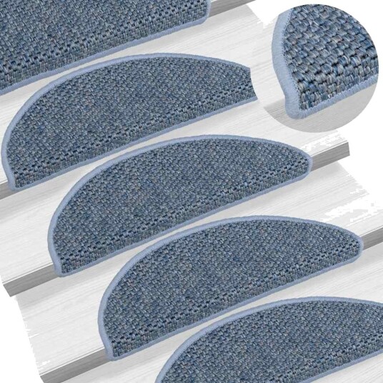 vidaXL Selvklebende trappematter sisal-utseende 15 stk 56x20 cm blå