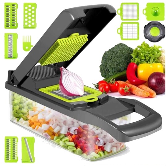 Vegetabilsk skjære multifunksjonell vegetabilsk hakker mandolin 14 i 1