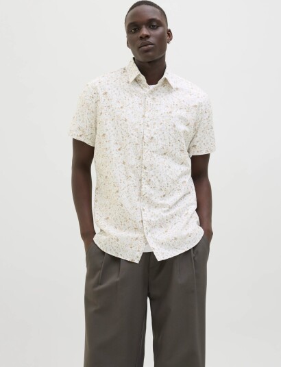 Jack & Jones Jprblasummer Print S/S Shirt Sn Cream XL