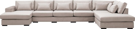 Grande 6 seters U Sofa med Divan Venstre Beige Fløyel