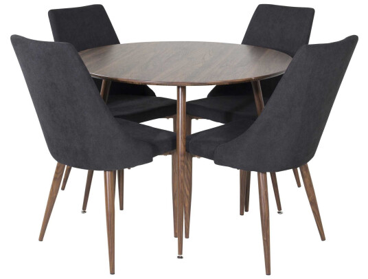 Venture Design Plaza & Leone spisegruppe Brun/svart 4 st stoler & bord 100 cm