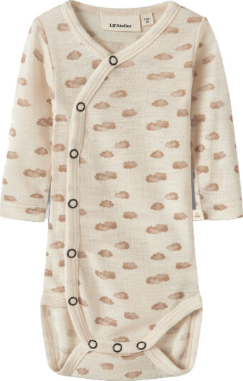 Lil Atelier Nalu Wo/Mo Long Sleeve Slim Wrap Body Beige 86