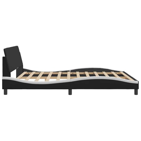 Sengeramme med hodegavl svart og hvit 180x200 cm kunstlær 8721012268784