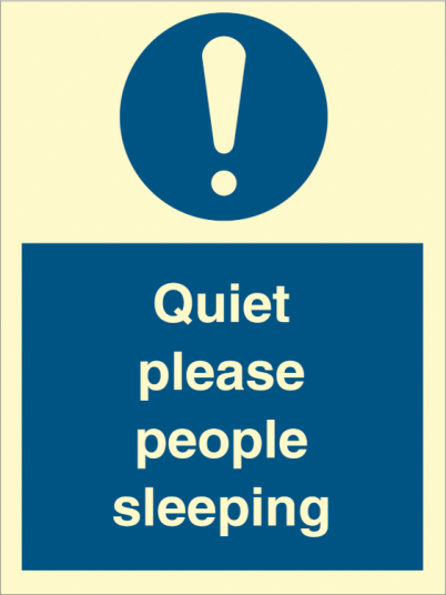 Quiet please people sleeping