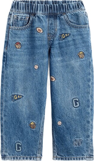 GAP Baby & Toddler Embroidered Pull On Baggy Jeans Blue 98
