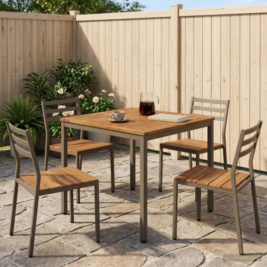 vidaXL Hage middagsbord Naturlig og Kaffe 80 x 80,5 x 75 cm