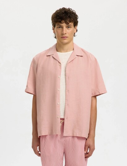 Selected Slmrlxclay Linenblend Ss Shirt Res Noos Pink M