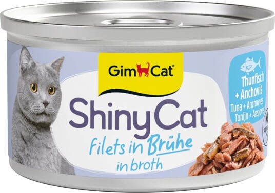 Gimcat våtfôr ShinyCat Filet i buljong Tunfisk og ansjos 6 x 70 g