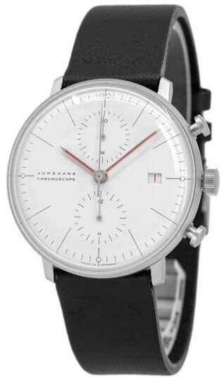 Junghans Herreklokke 27/4303.02 Max Bill Hvit/Lær Ø40 mm