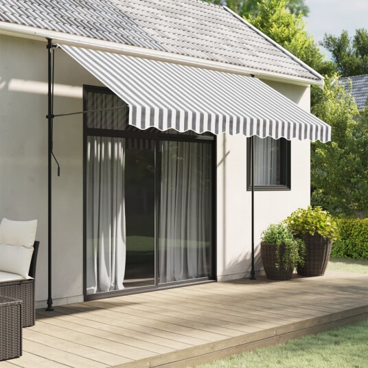 Erstatningsstoff for markisekappe antrasitt og hvit stripe 3 m 367786