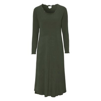 Damella Bamboo Plain Long Sleeve Nightdress Oliven Bambus X Large Dame
