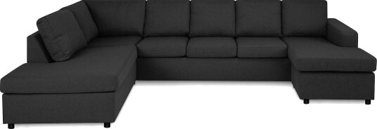 Crazy 5 seters Venstrevendt U formet Sofa med Divan og Sjeselong i Stoff Antrasitt