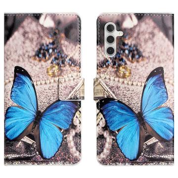 Samsung Galaxy A56 Style Series Lommebok deksel   Blå Sommerfugl