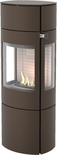 Caro 130 mocca frittstående biopeis med sideglass og ståldør Caro 130 mocca frittstående biopeis med sideglass og ståldør
