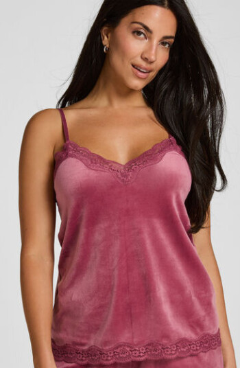 Hunkemöller Cami topp Velours Lace Rosa