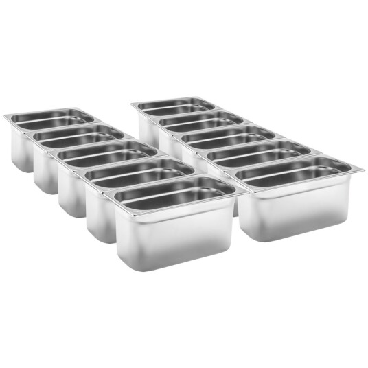 PULSIVA Storpakk Kantine GN 1/3 Basic; Størrelse GN 1/3 5.7 l 32.5x17.6x15 cm (LxBxD); Sølvfarge; 10 Stykk / Forpakning