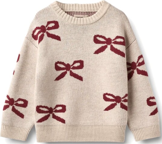 Wheat Jacquard Pullover Bow - EGGSHELL - 152