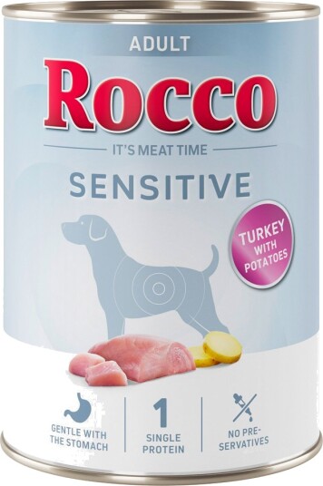Rocco Våtfôr Sensitive Ny Oppskrift Med Potet Kalkun 6 X 400 G 6 X 400 G