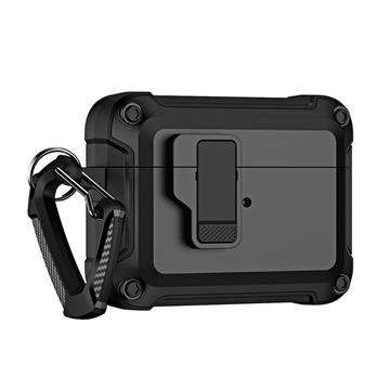 AirPods Pro (Gen 2) (USB C) / Pro 2 Støtsikkert TPU+PC etui for Bluetooth ørepropper Ladeetui med spenne   Svart