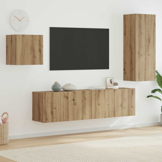 TV skap Veggmontert 4 pcs Artisan Eik Konstruert tre TV skap Veggmontert 4 pcs Artisan Eik Konstruert tre