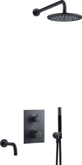 Tapwell Box7368 ED2 Takdusj Innbygging med Badekartut Svart Matt (TA-9421669)