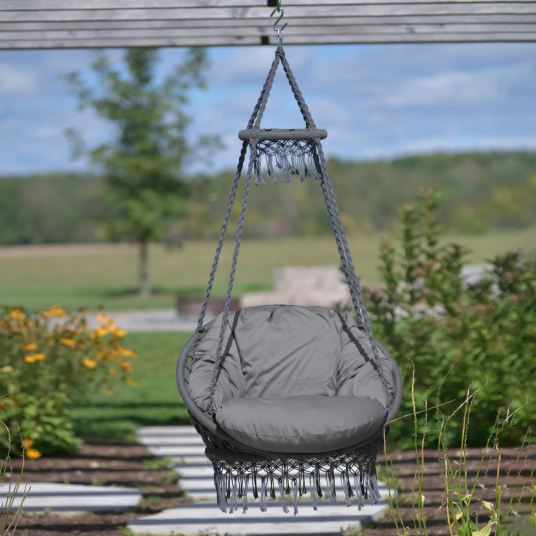 Vivere Hengestol Deluxe Macrame Fog-Grey