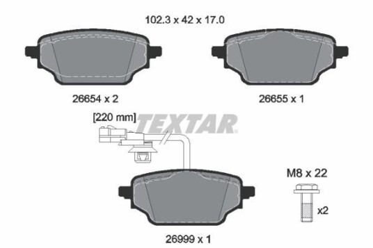 Bremseklosser TEXTAR 2665402 Bremseklosser TEXTAR 2665402