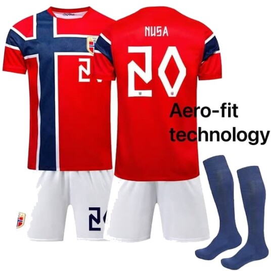 2026 VM Aero-FIT Norges herrelandslag i fotball Hjemmedrakt Voksen (Nr.20 Nusa Trykt)(Kun T-skjorte)26