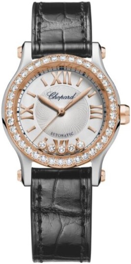 Chopard Dameklokke 278573 6015 Happy Sport Sølvfarget/Lær Ø30 mm