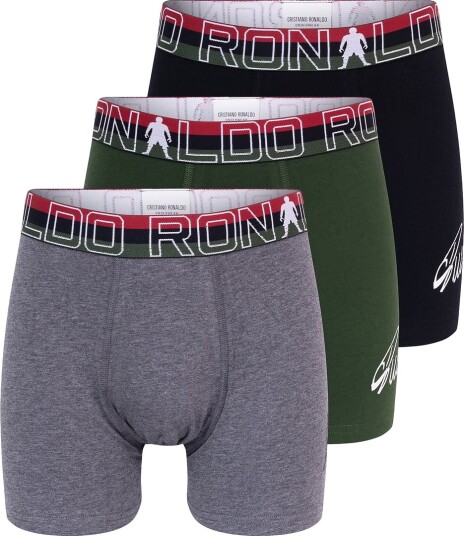 Ronaldo Boxershorts   3 pack   Svart/Grønn/Grå Melert   JBS   13 15 år 158 170   Boxershorts