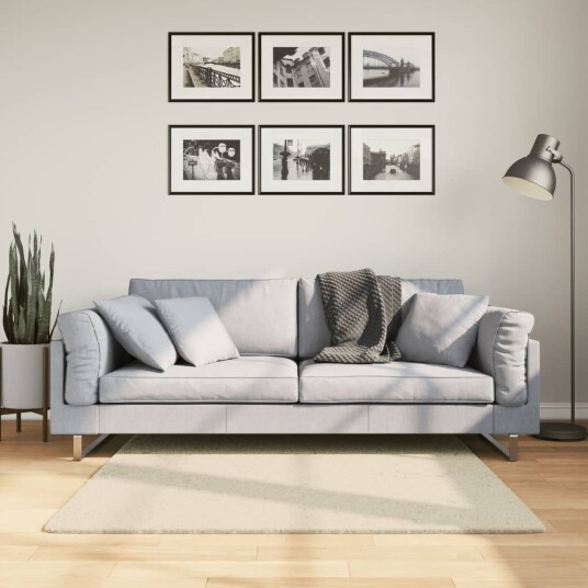 Teppe HUARTE kort luv mykt og vaskbart kremhvit 120x120 cm