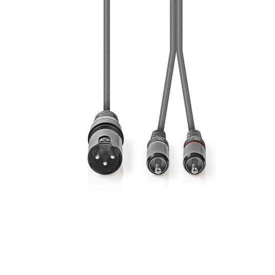 Nedis Balansert XLR til 2x RCA Lydkabel 3 m Mørk Grå