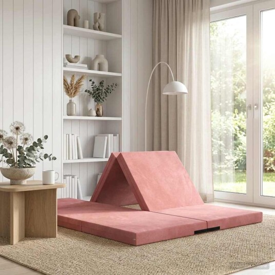 vidaXL Sammenleggbar sofabed 140 x 67 x 15 cm Rosa