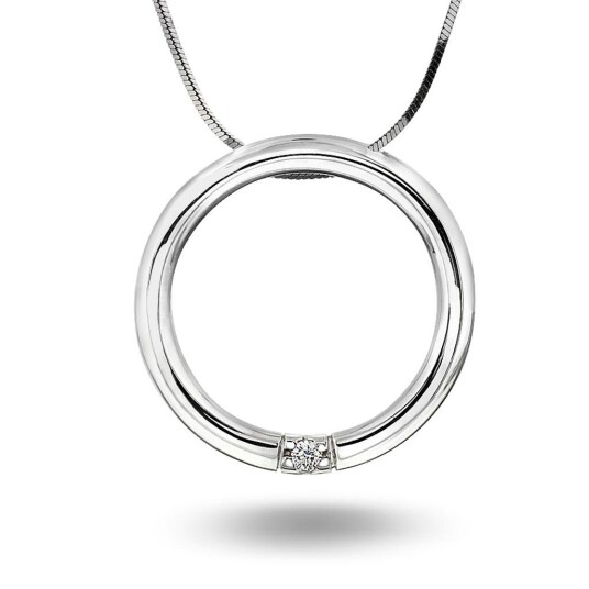 Pan Jewelry, Allianseanheng i hvitt gull med diamant 0,05 ct